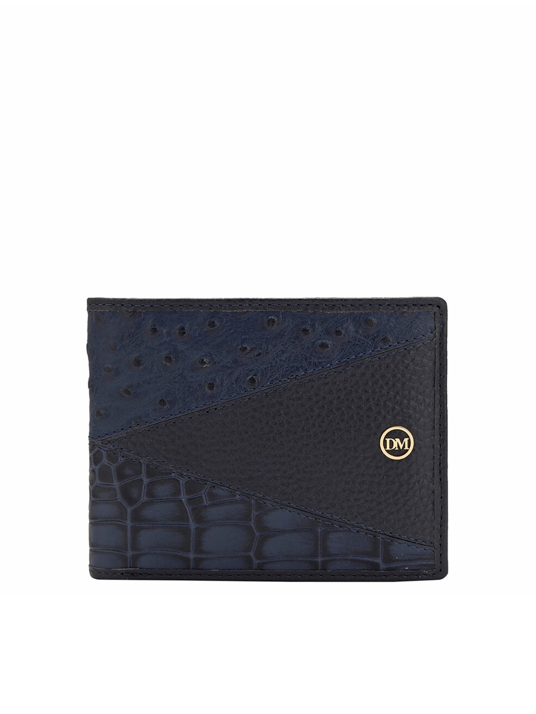 

Da Milano Men Textured Leather Two Fold Wallet, Blue