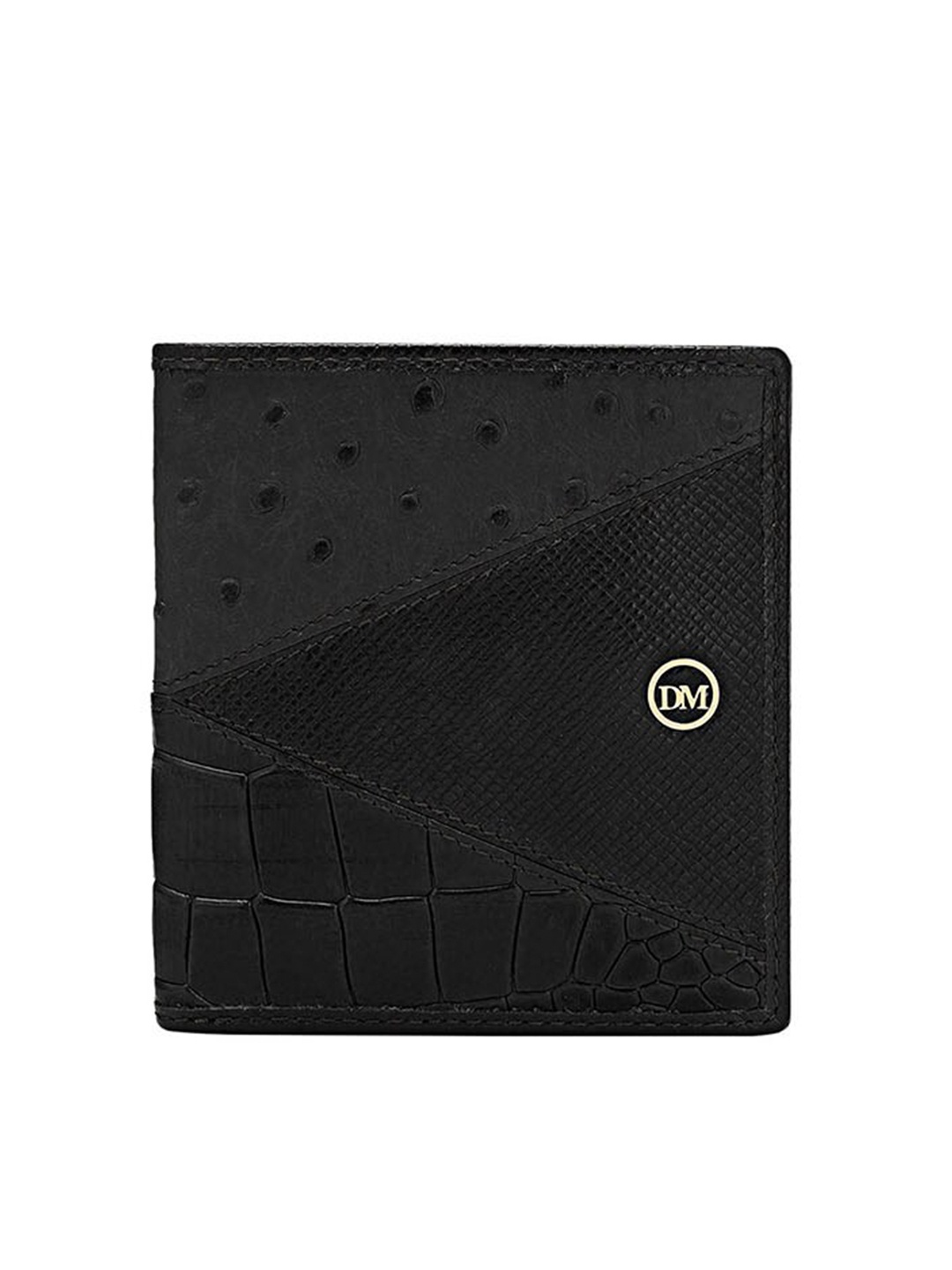 

Da Milano Men Textured Leather Two Fold Wallet, Black