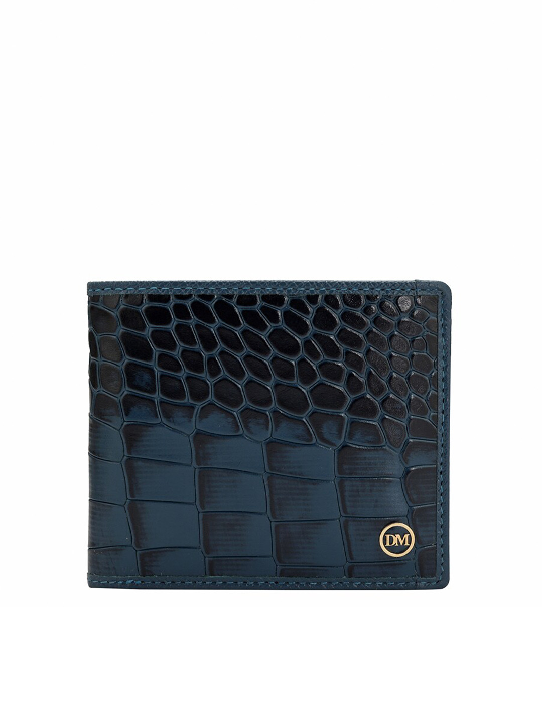 

Da Milano Men Textured Leather Two Fold Wallet, Blue