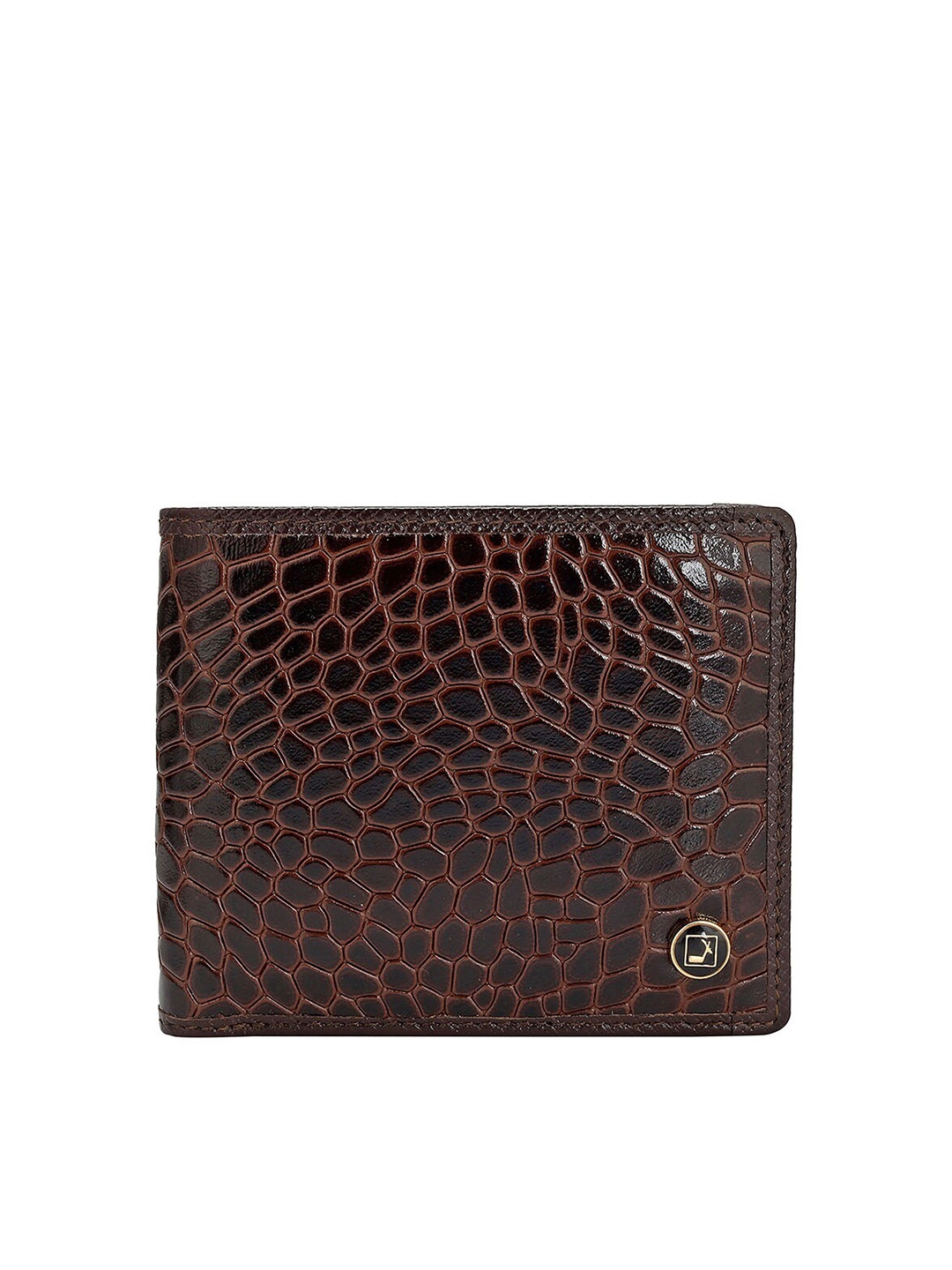 

Da Milano Men Textured Leather Two Fold Wallet, Brown