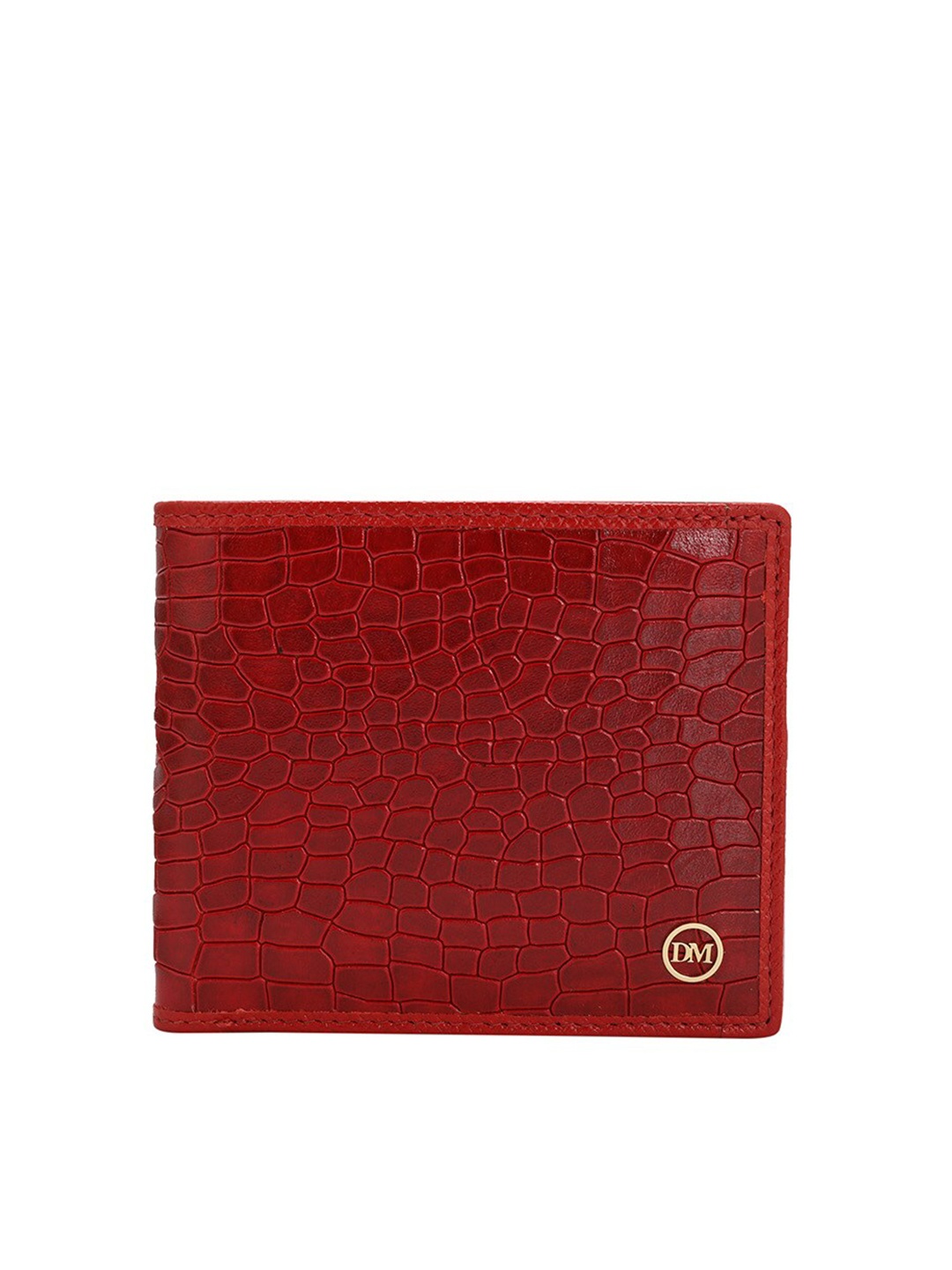 

Da Milano Men Checked Leather Two Fold Wallet, Red