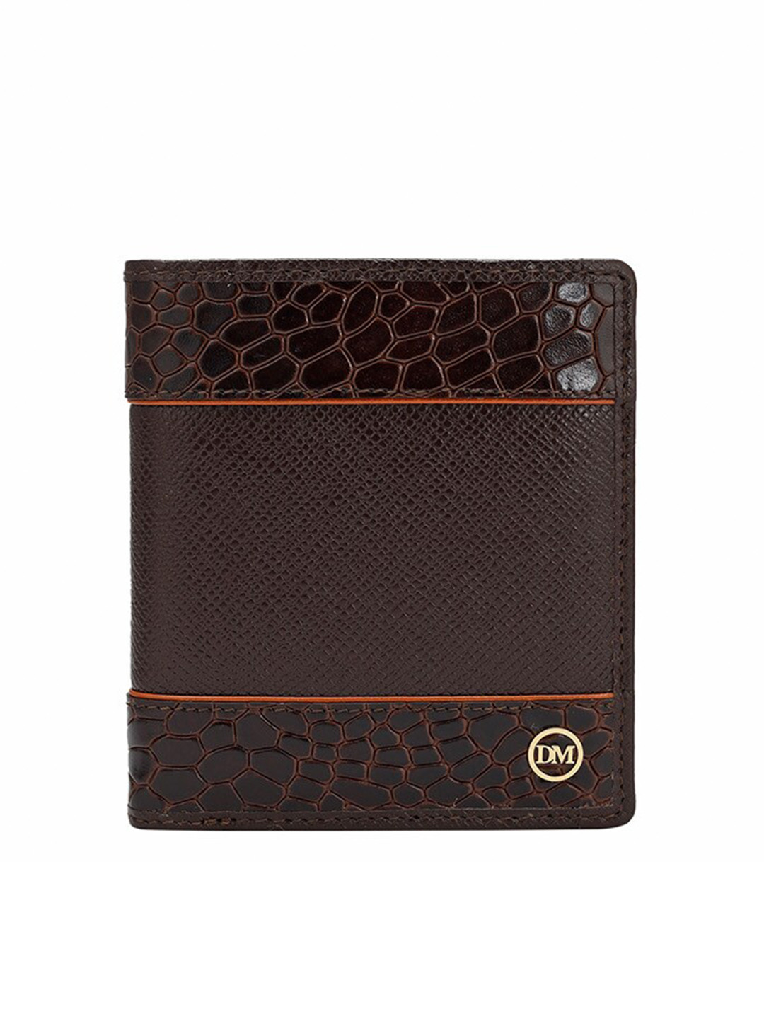

Da Milano Men Textured Leather Two Fold Wallet, Brown