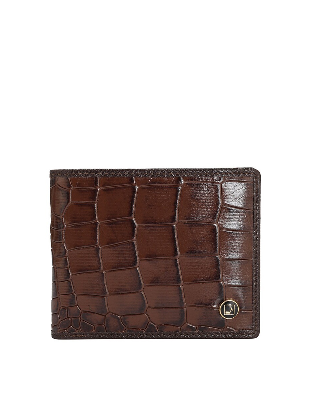 

Da Milano Men Textured Leather Two Fold Wallet, Brown