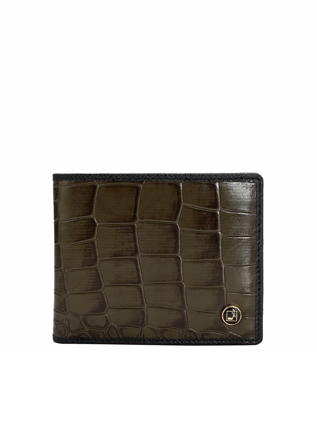 

Da Milano Men Textured Leather Two Fold Wallet, Green