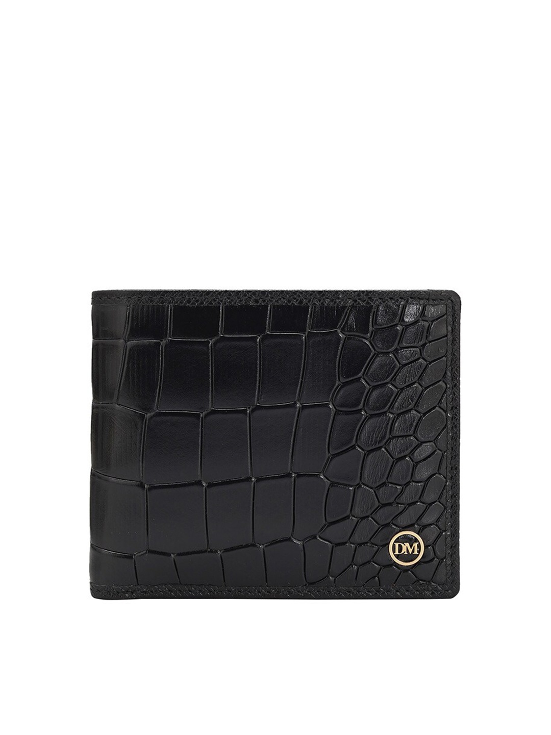 

Da Milano Men Textured Leather Two Fold Wallet, Black