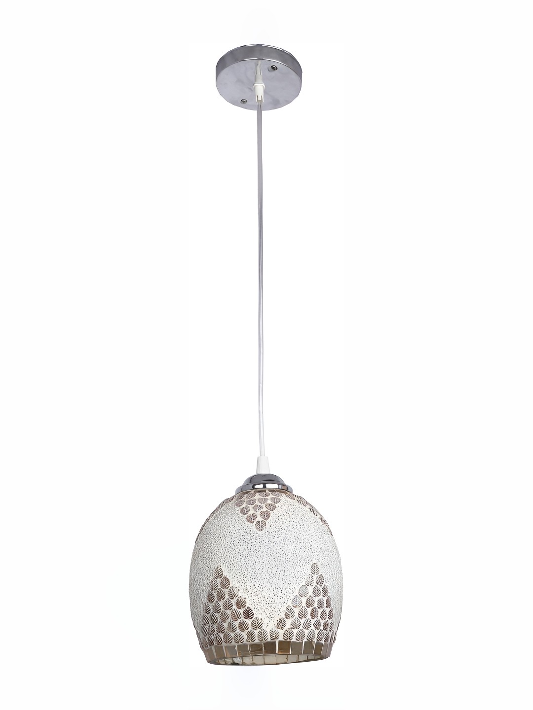 

1ST TIME White & Brown Textured Glass Contemporary Bell Shaped Ceiling Lamp