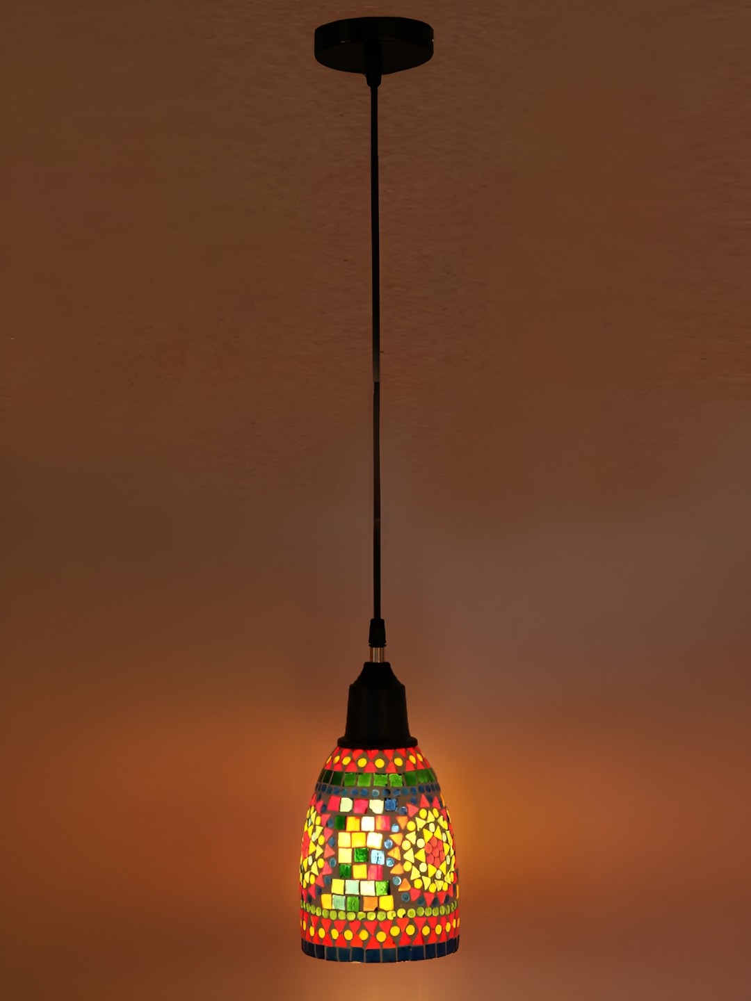 

1ST TIME Red & Green Printed Glass Traditional Ceiling Lamp