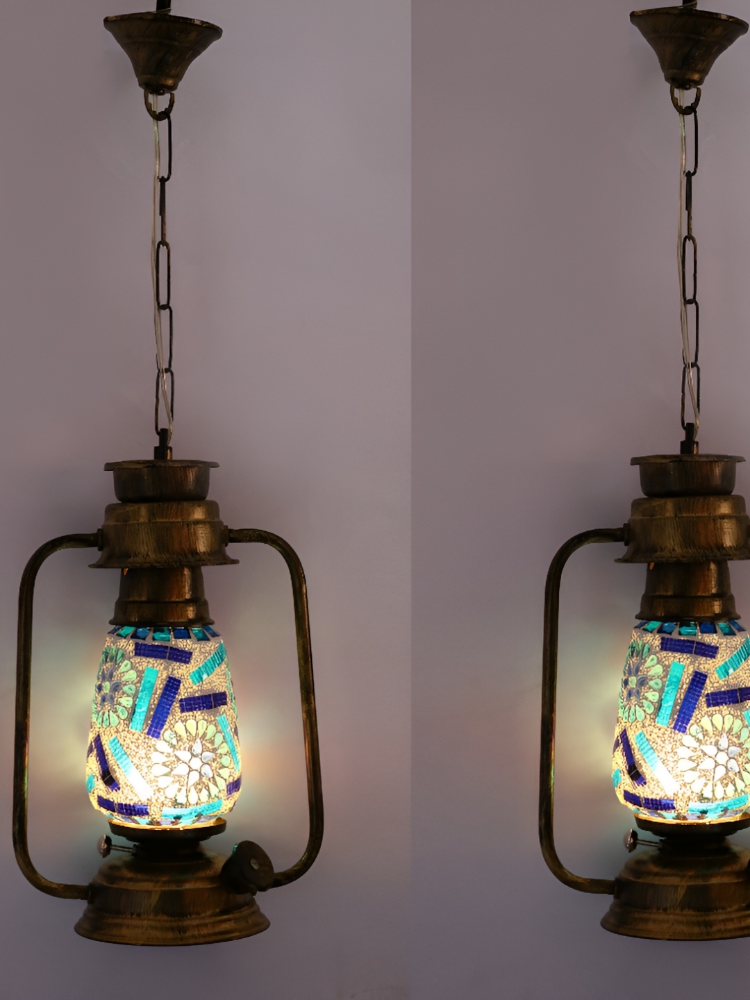 

1ST TIME White & Blue 2 Pieces Textured Abstract Shaped Ceiling Lamp