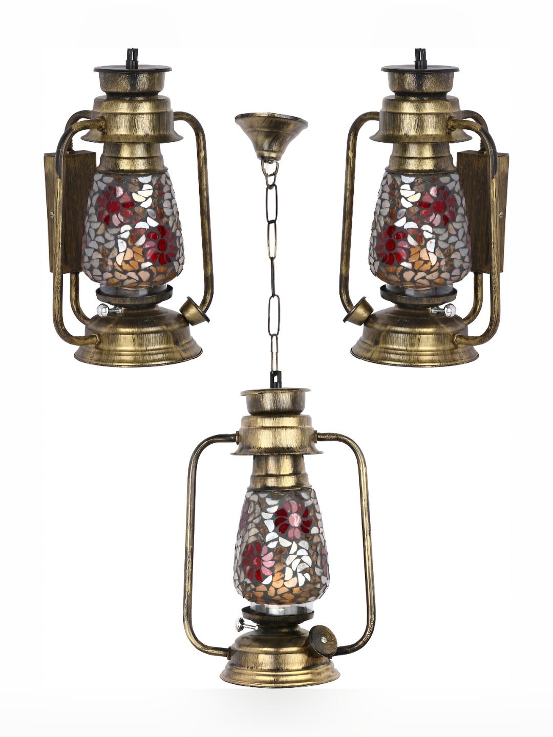 

1ST TIME Brown & White 3 Pieces Textured Traditional Ceiling Lamp