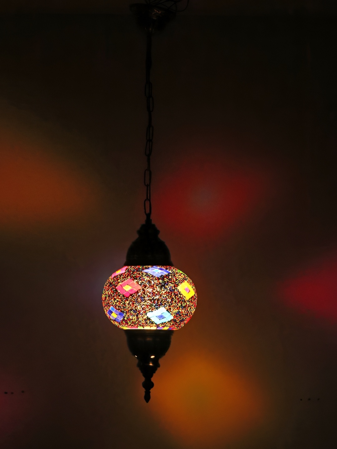 

1ST TIME Yellow & Blue Printed Glass Traditional Ceiling Lamp