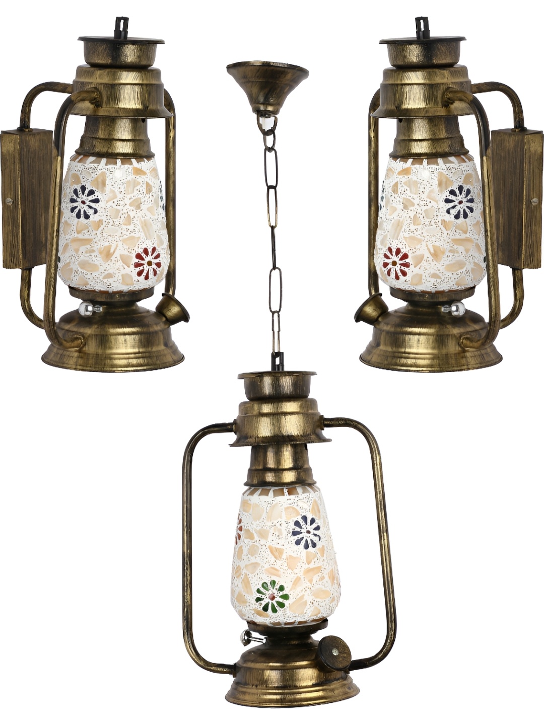 

1ST TIME White & Blue 3 Pieces Textured Traditional Ceiling Lamp