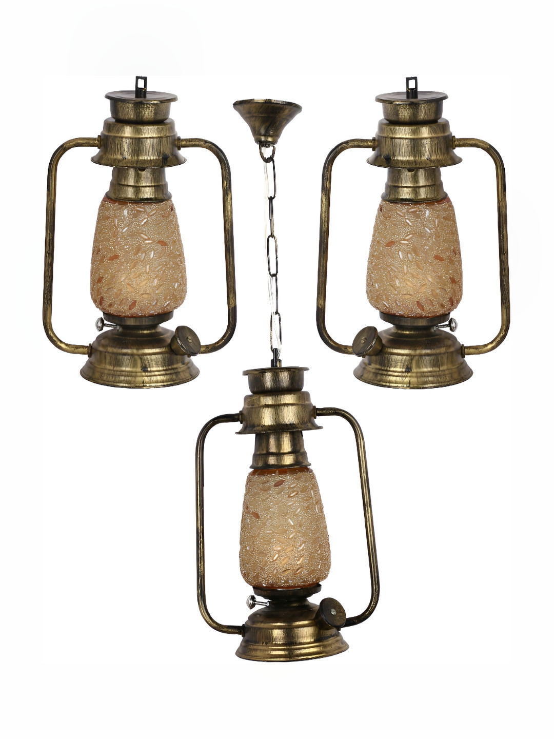 

1ST TIME Gold-Toned 3 Pieces Textured Abstract Shaped Ceiling Lamp