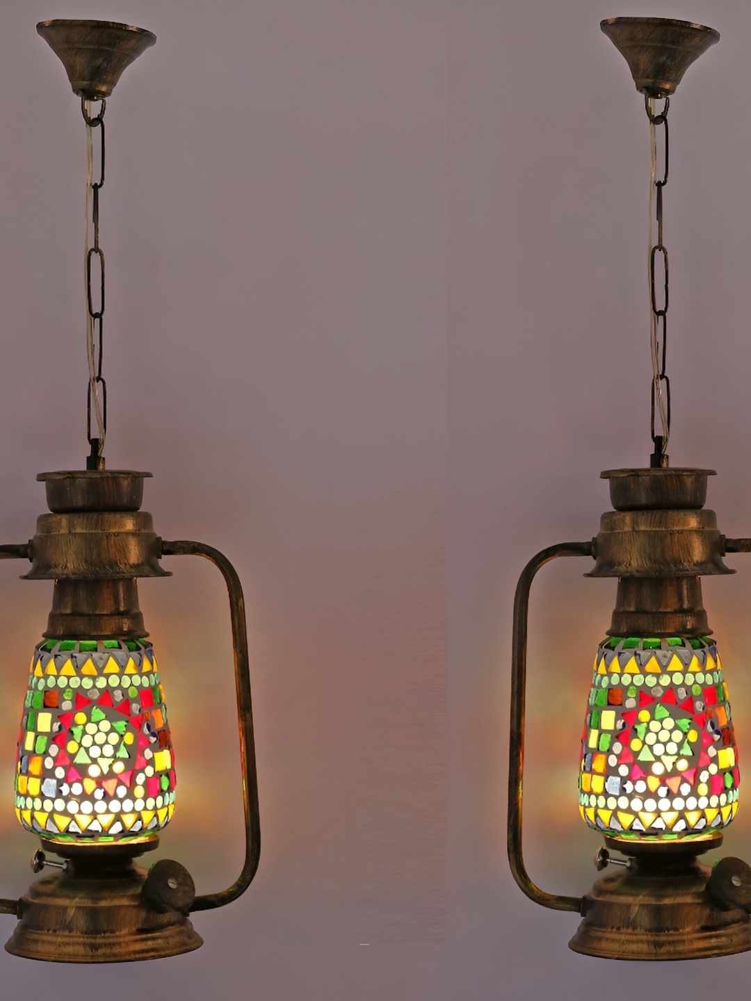 1ST TIME White & Red 2 Pieces Textured Traditional Ceiling Lamp