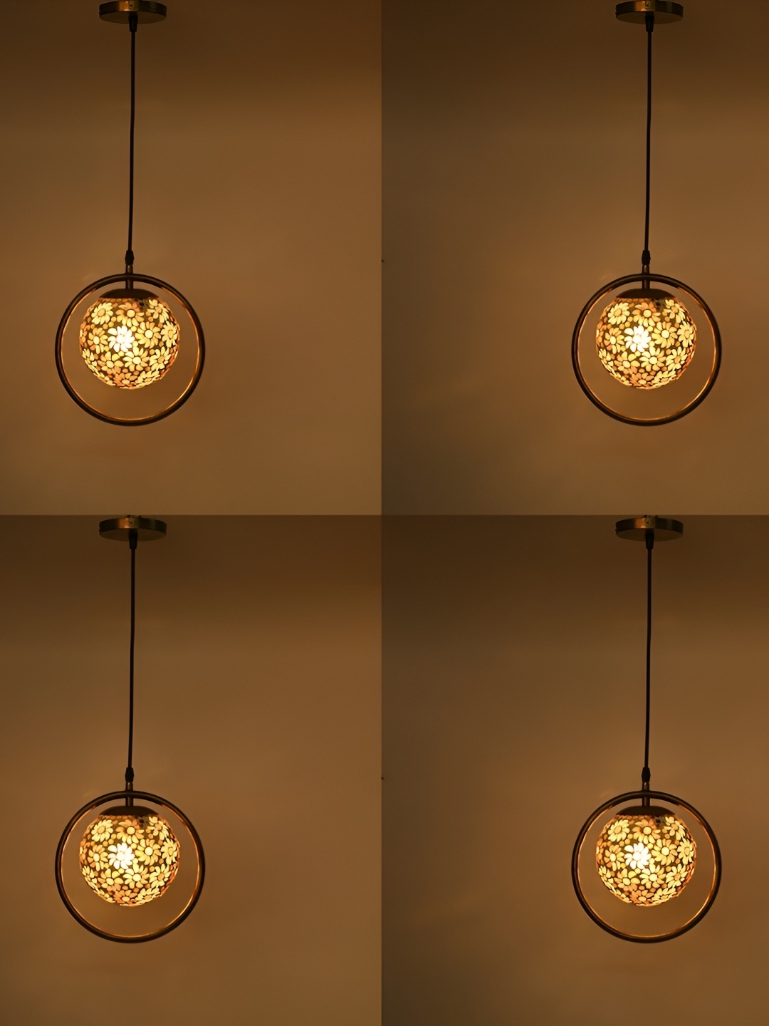 1ST TIME Orange 4 Pieces Printed Glass Traditional Ceiling Lamp