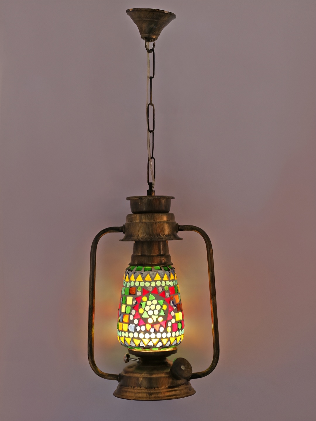 1ST TIME Green & White Printed Traditional Ceiling Lamp
