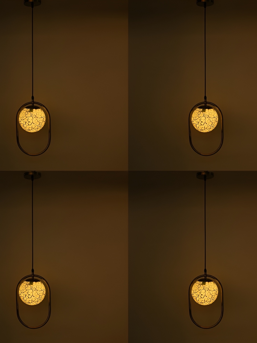 

1ST TIME Beige & Black 4 Pieces Textured Glass Spherical Ceiling Lamps