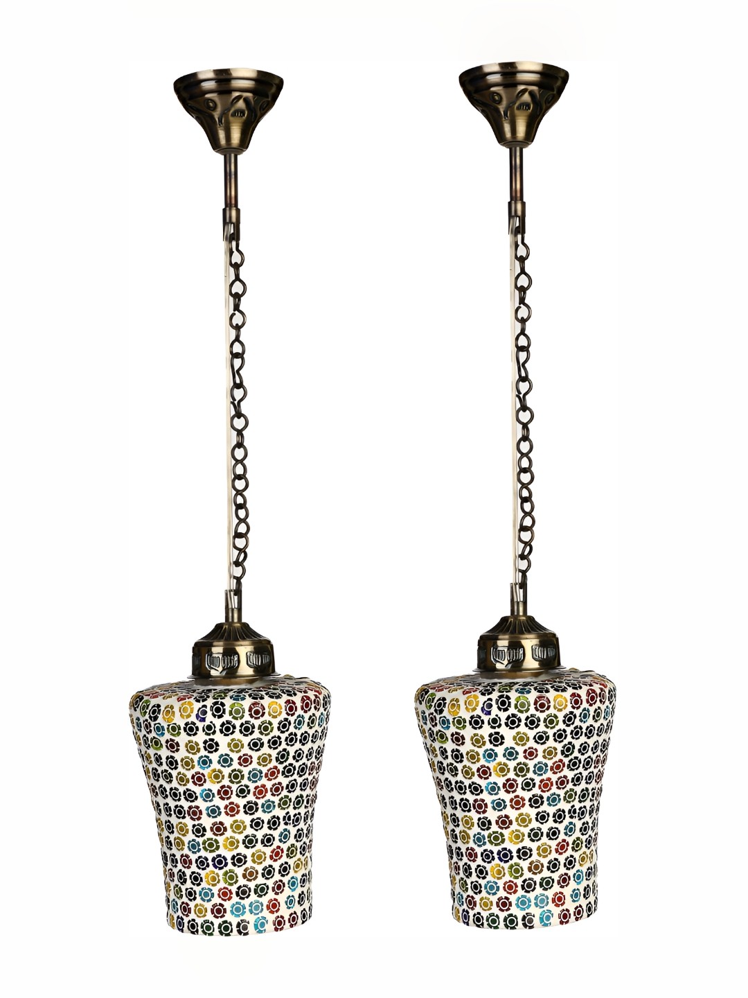 

1ST TIME White 2 Pieces Textured Glass Self Assembly Contemporary Bell Ceiling Lamps