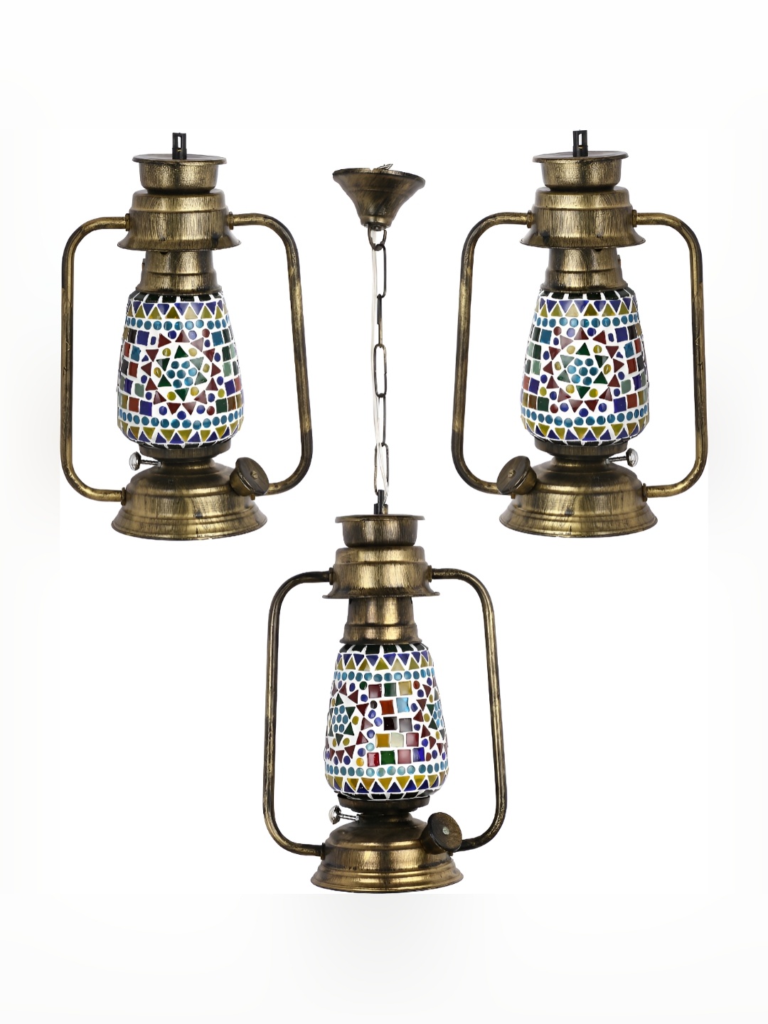 

1ST TIME White & Red 3Pcs Printed Traditional Ceiling Lamps