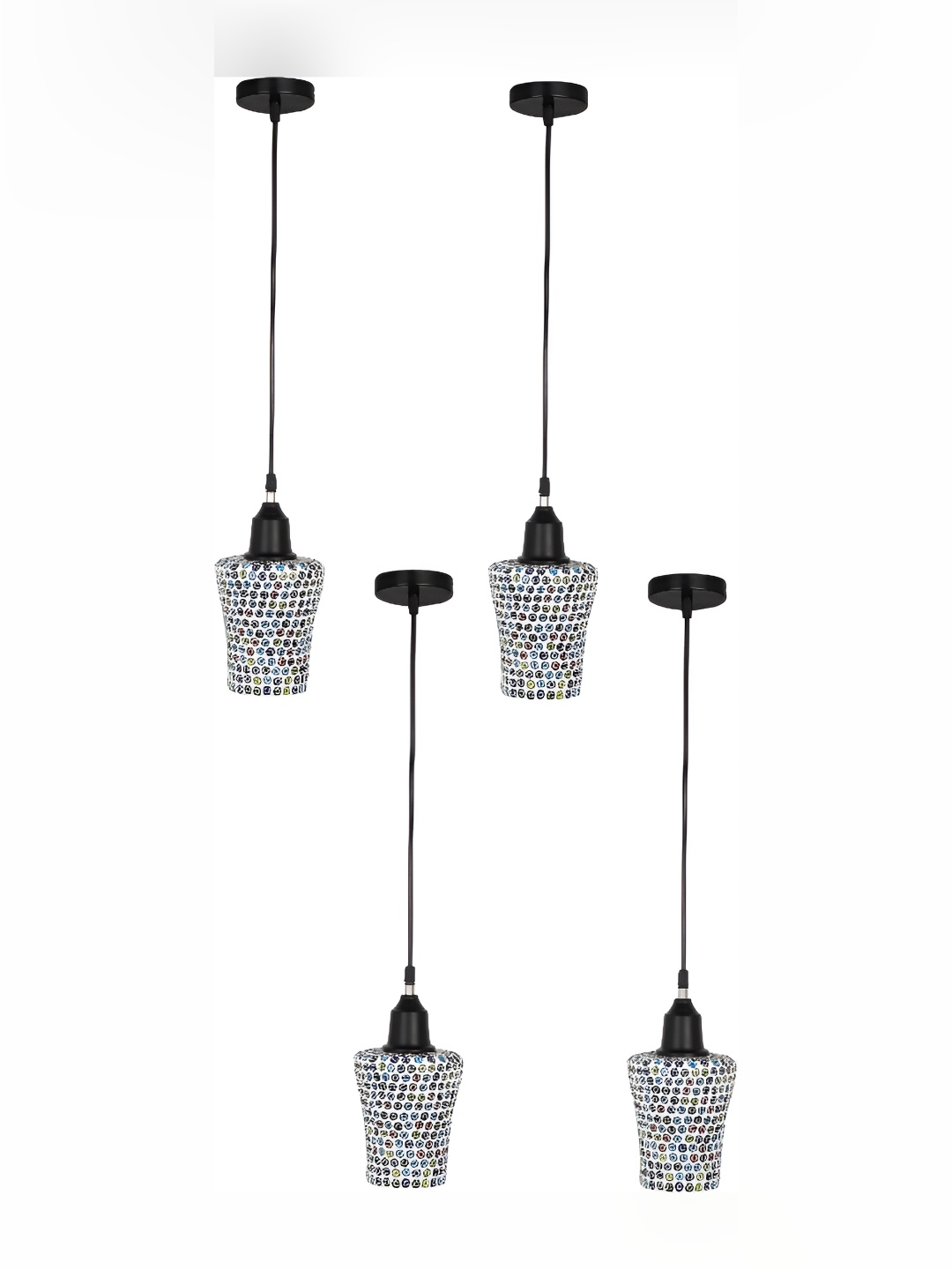 

1ST TIME White & Blue 4 Pieces Printed Glass Traditional Ceiling Lamp