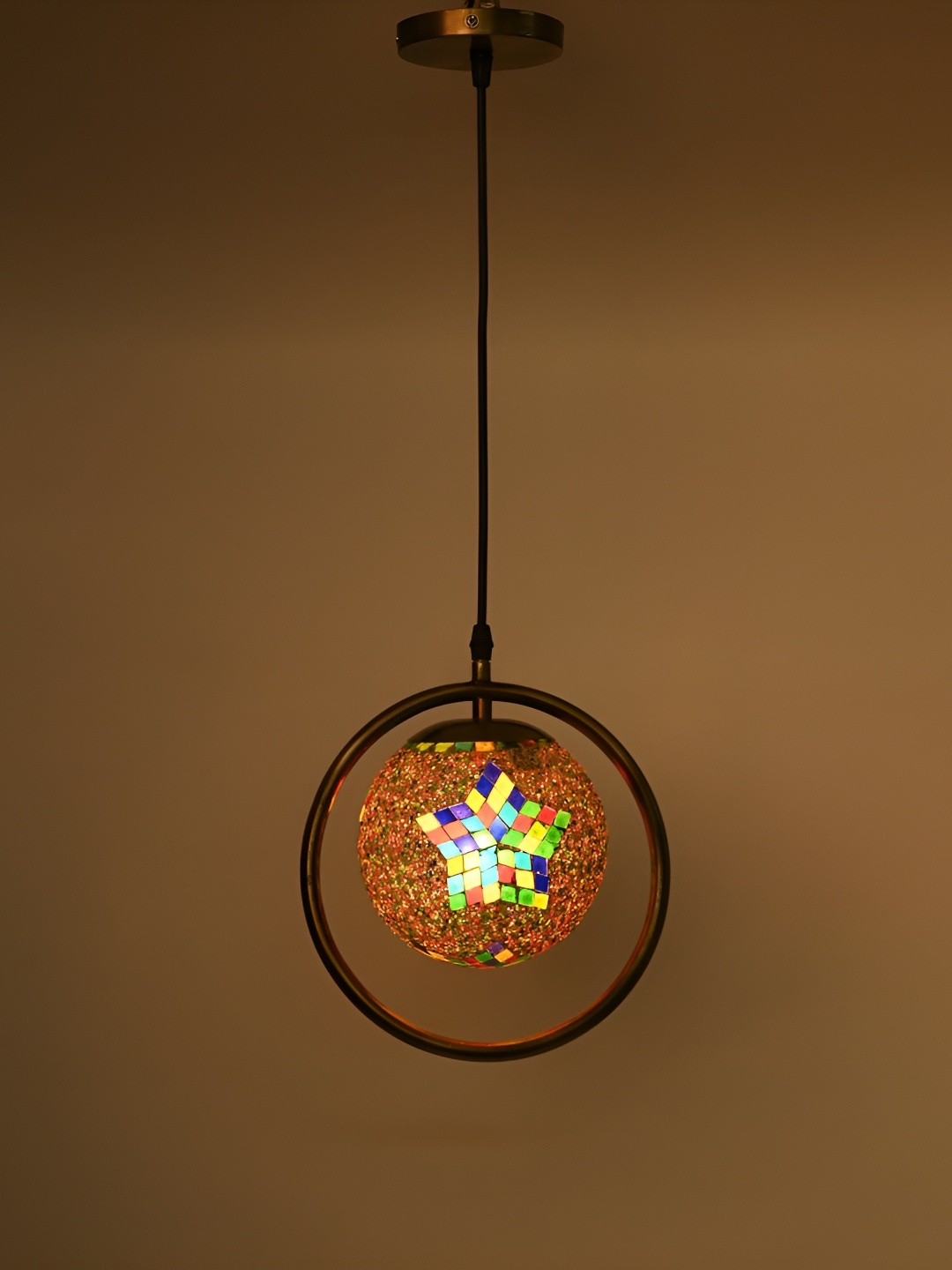 

1ST TIME Red & Green Printed Glass Ceiling Lamp