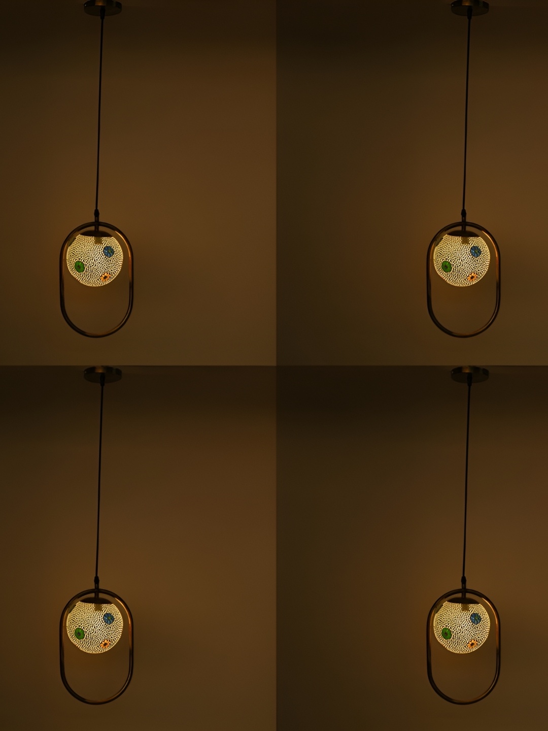 

1ST TIME White & Green Printed Glass Spherical Ceiling Lamp