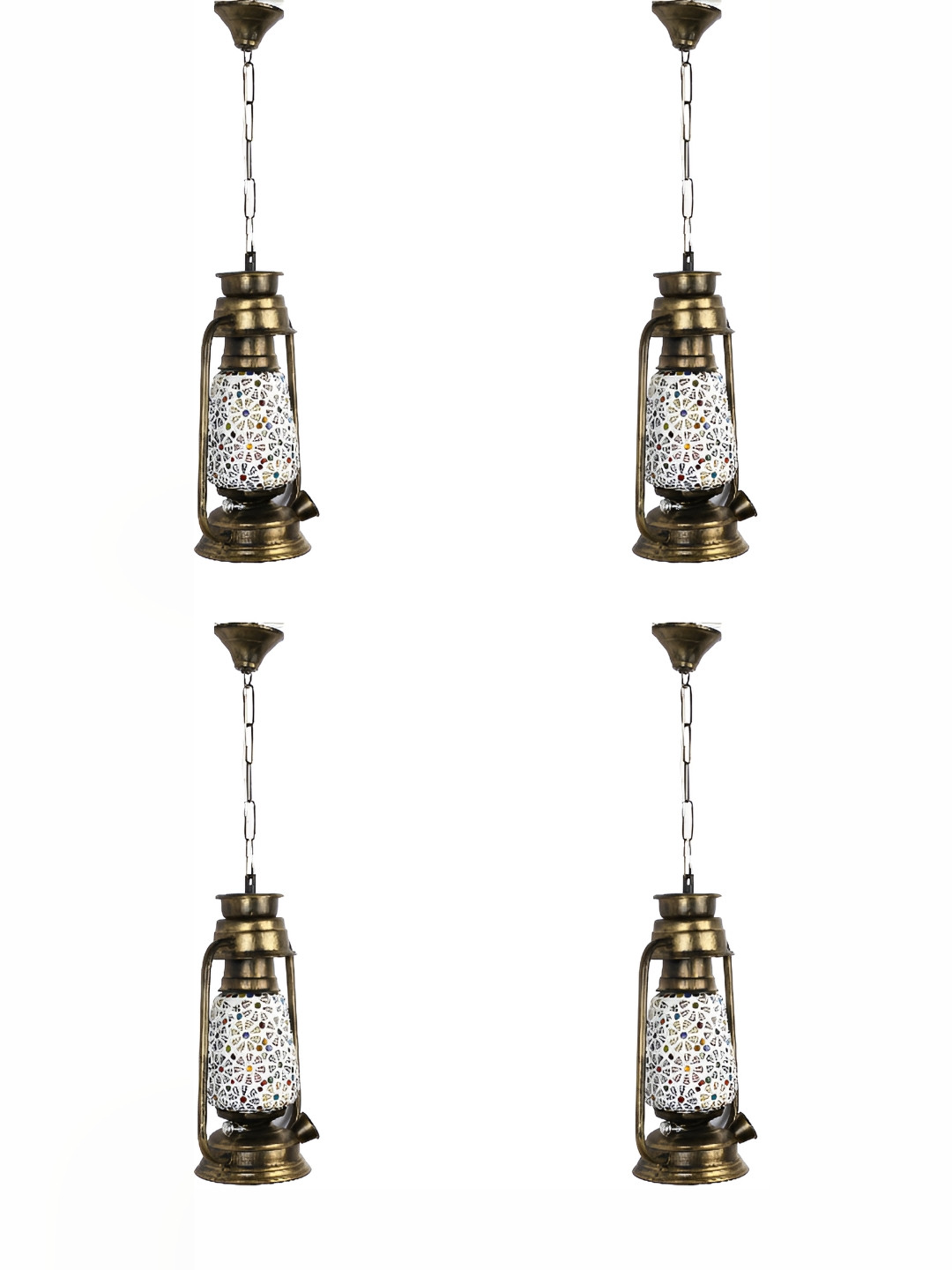

1ST TIME White & Gold-Toned 4Pcs Textured Traditional Ceiling Lamps