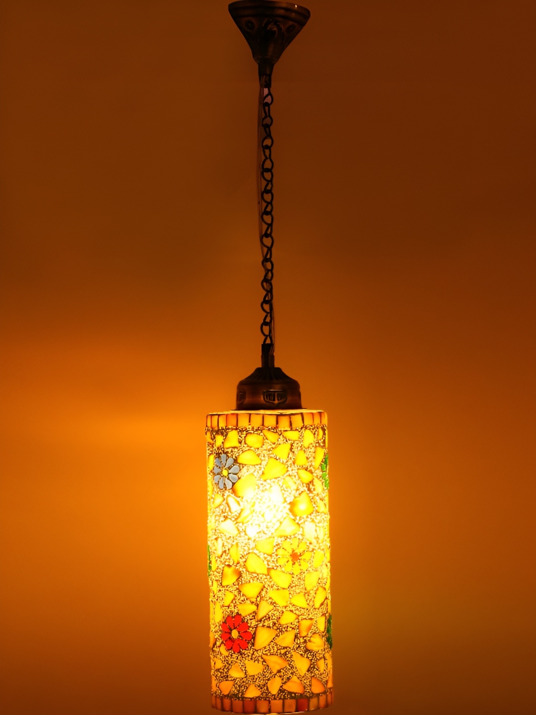 

1ST TIME Beige & Blue Textured Glass Contemporary Ceiling Lamp