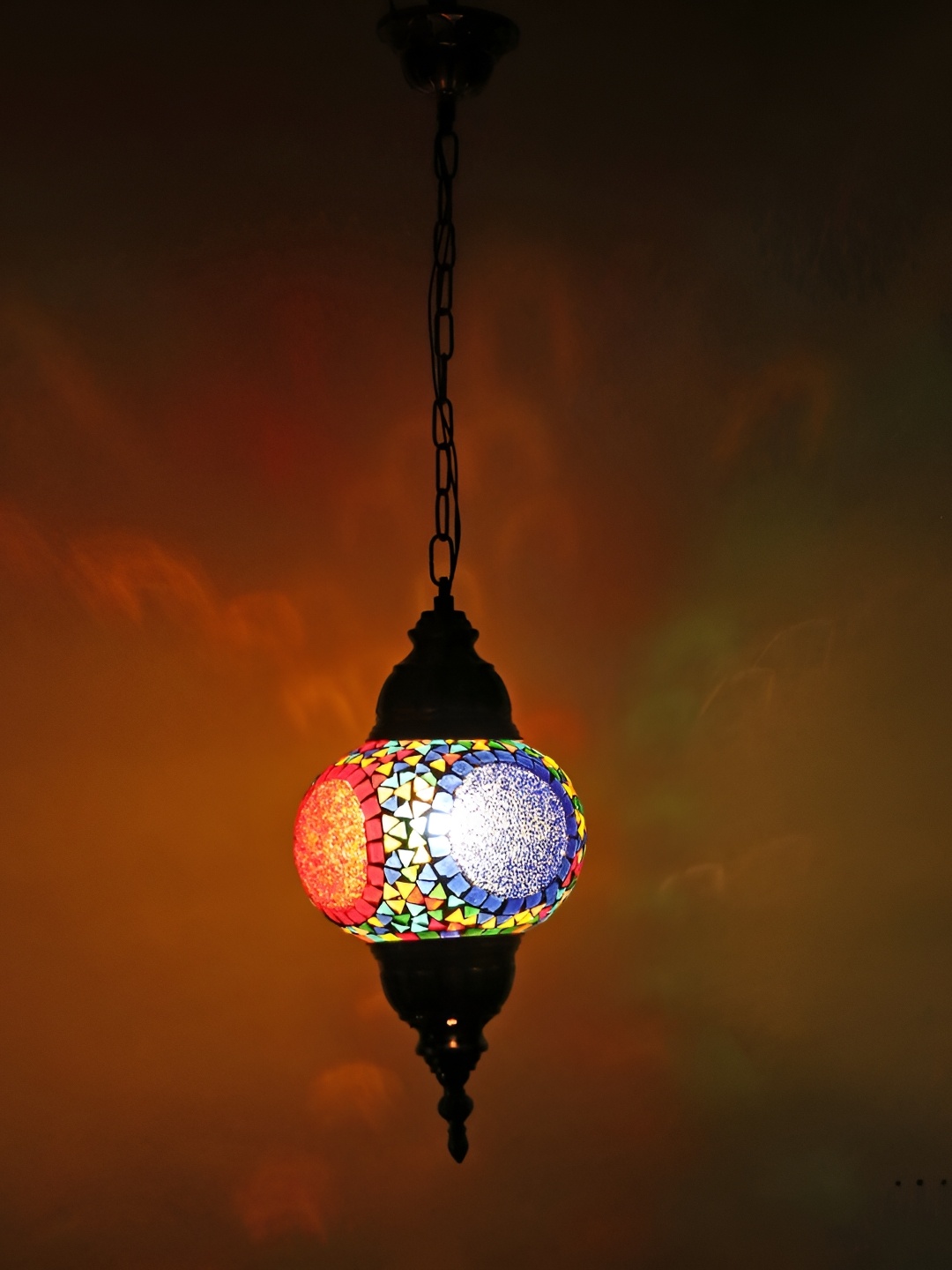 

1ST TIME Blue & Red Printed Glass Traditional Ceiling Lamp