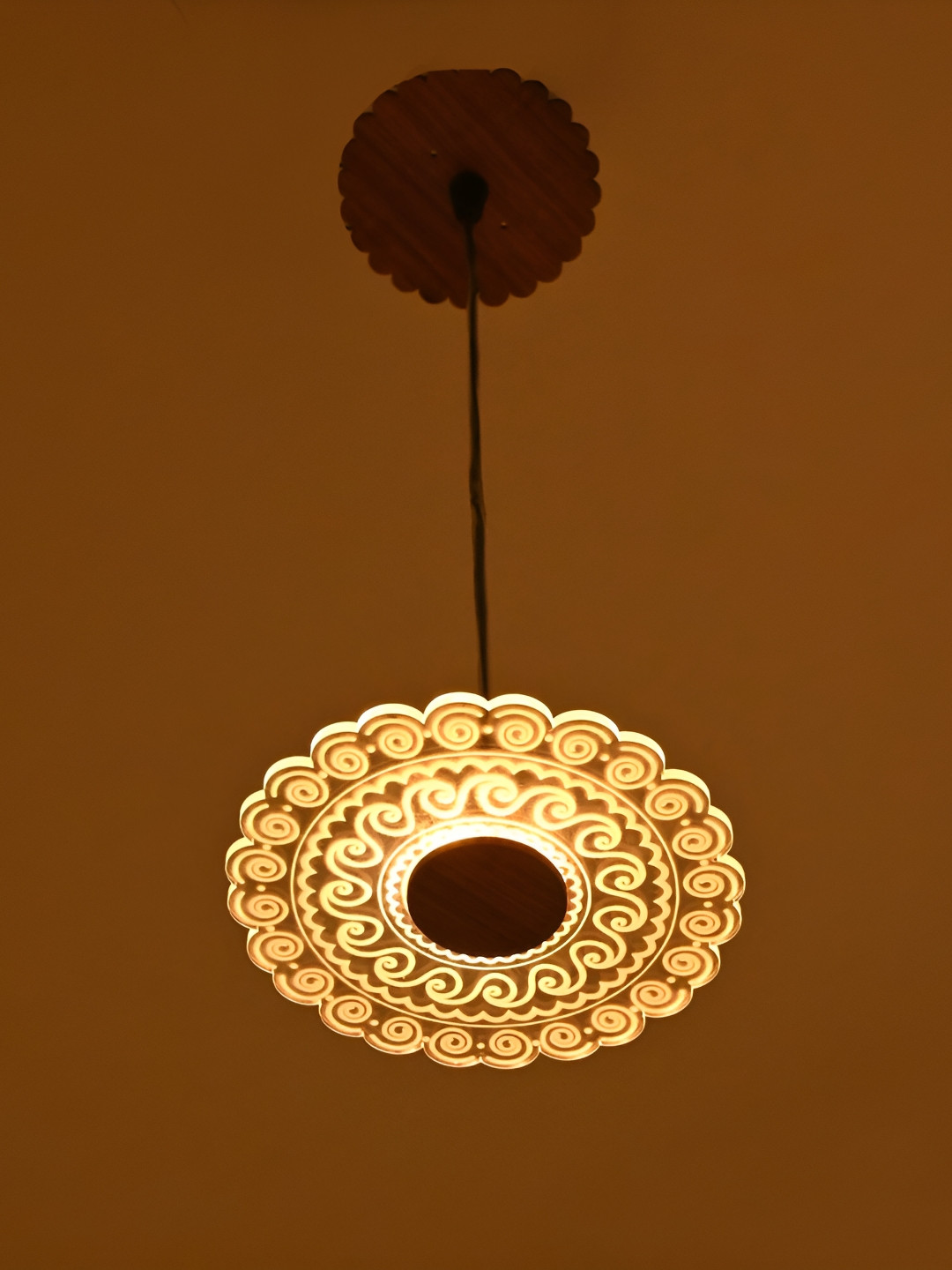 

1ST TIME White & Black Wooden Textured Contemporary Ceiling Lamp