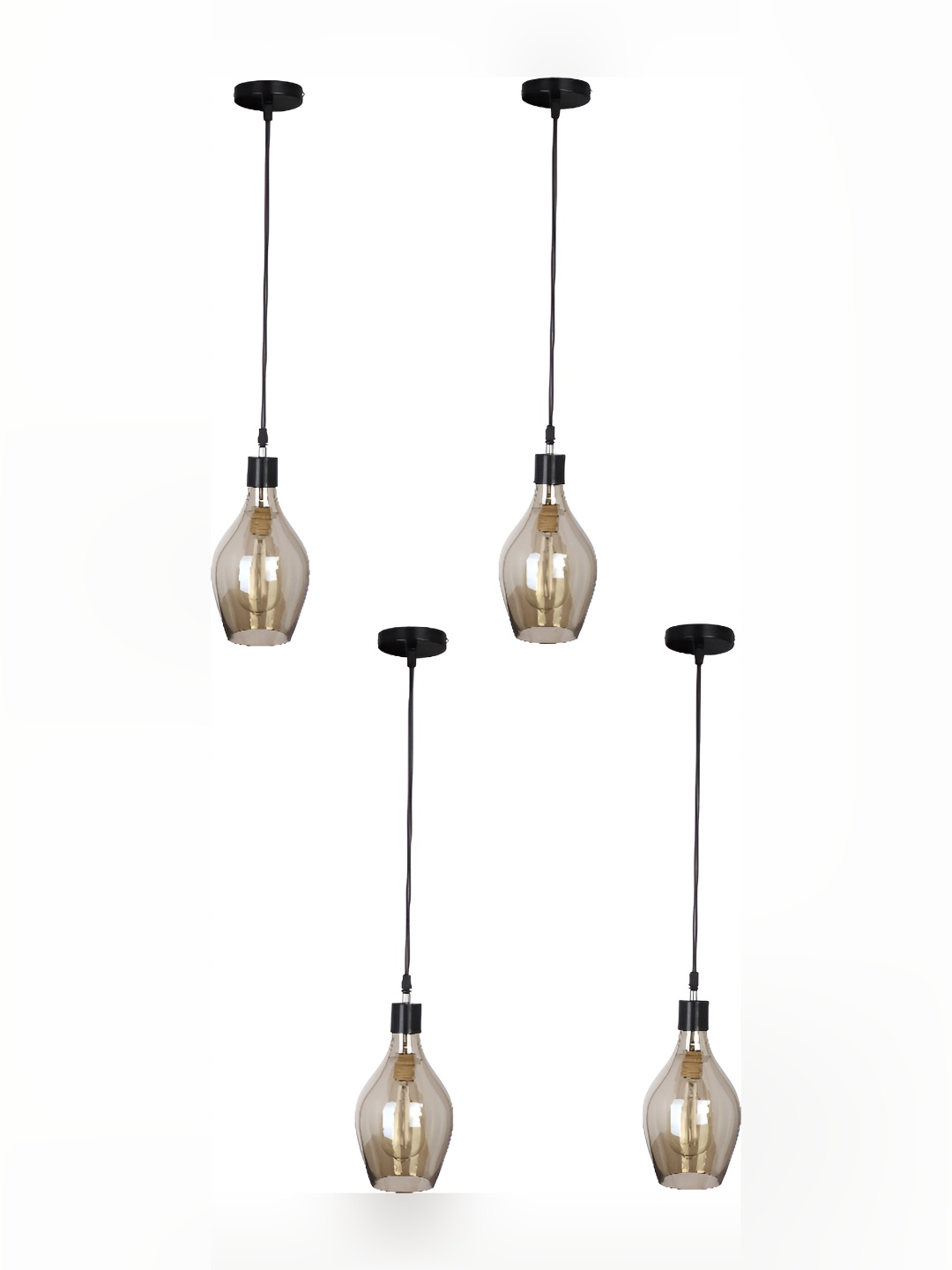 

1ST TIME Gold-Toned & Black 4 Pieces Glass Traditional Ceiling Lamp