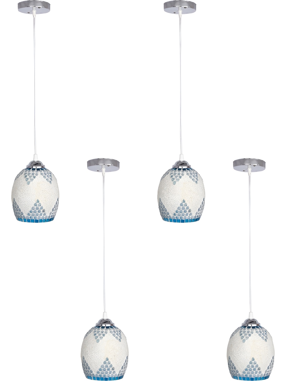 

1ST TIME White & Blue 4 Pcs Textured Glass Contemporary Ceiling Lamp