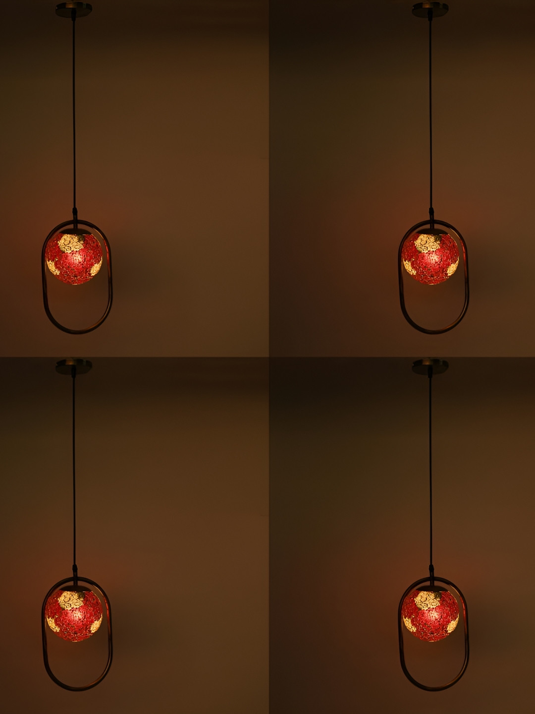 

1ST TIME Red & Yellow 4 Pieces Textured Glass Traditional Ceiling Lamps