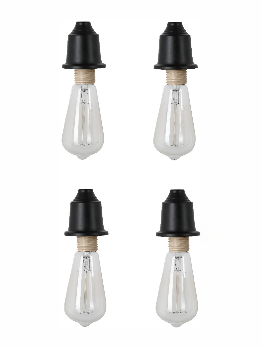 

1ST TIME Transparent & Black 4 Pieces Textured Glass Traditional Ceiling Lamps