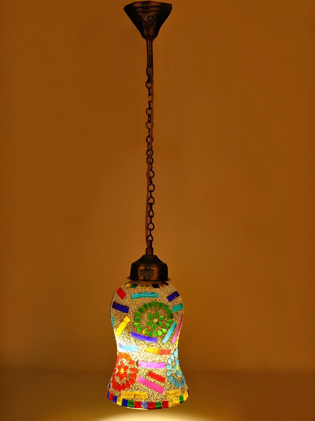 

1ST TIME White & Green Textured Glass Bell Shaped Ceiling Lamp