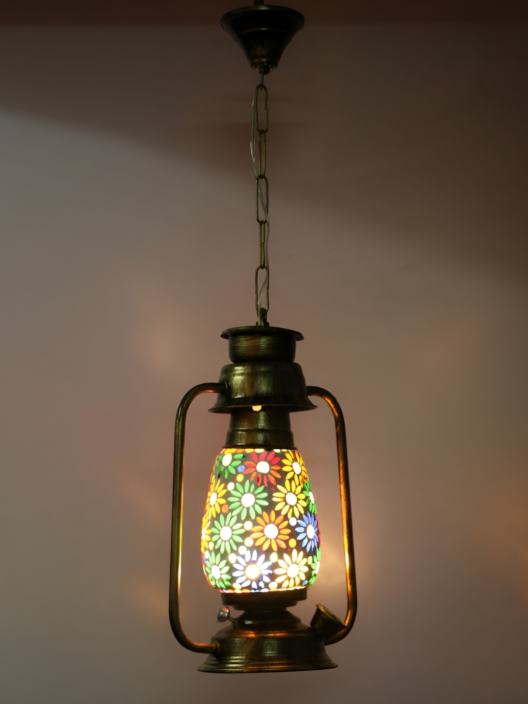 

1ST TIME Yellow & White Textured Traditional Ceiling Lamp