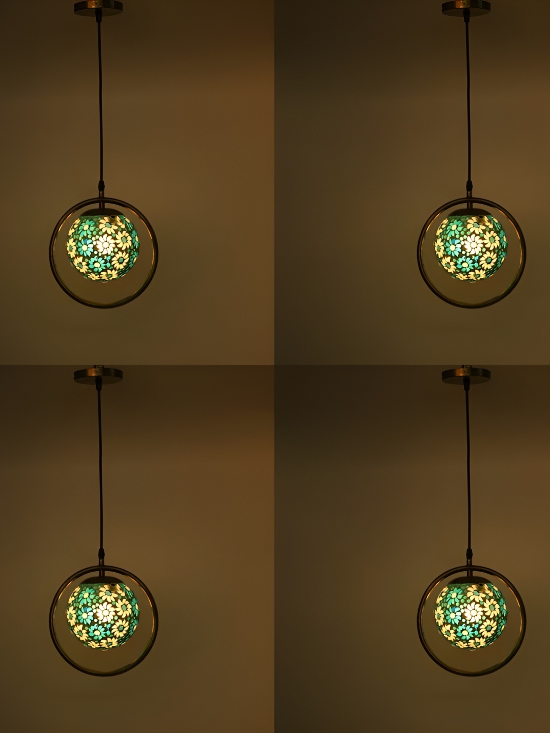 

1ST TIME Green 4 Pieces Printed Glass Traditional Ceiling Lamps