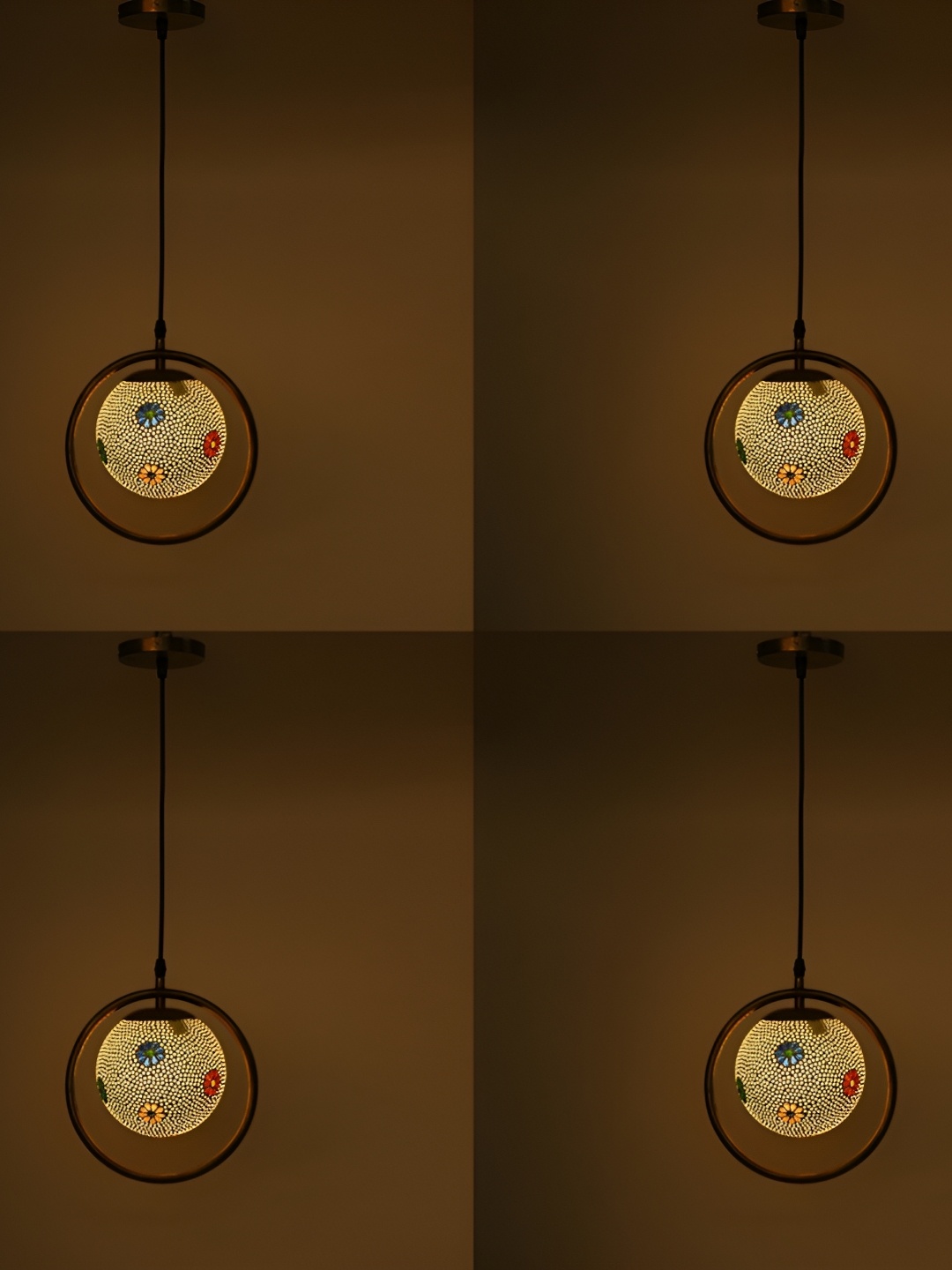 

1ST TIME Yellow & Black 4 Pieces Printed Glass Traditional Ceiling Lamp