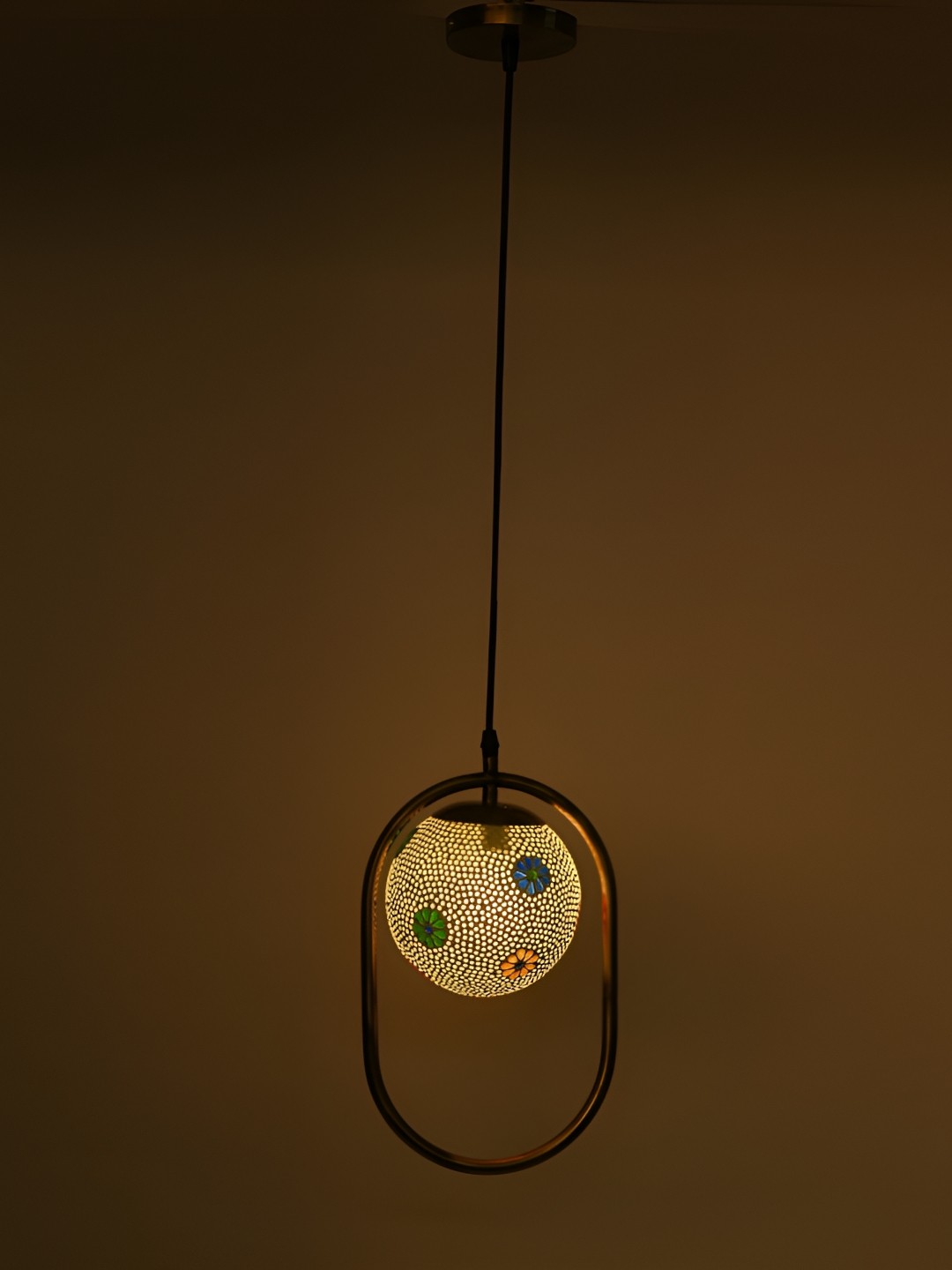 

1ST TIME Yellow & Green Textured Glass Traditional Spherical Ceiling Lamp