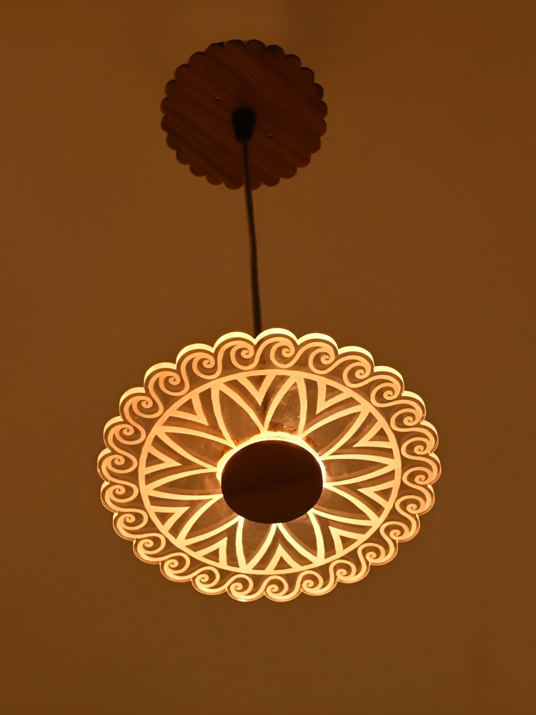 

1ST TIME White & Brown Textured Ceiling Lamp
