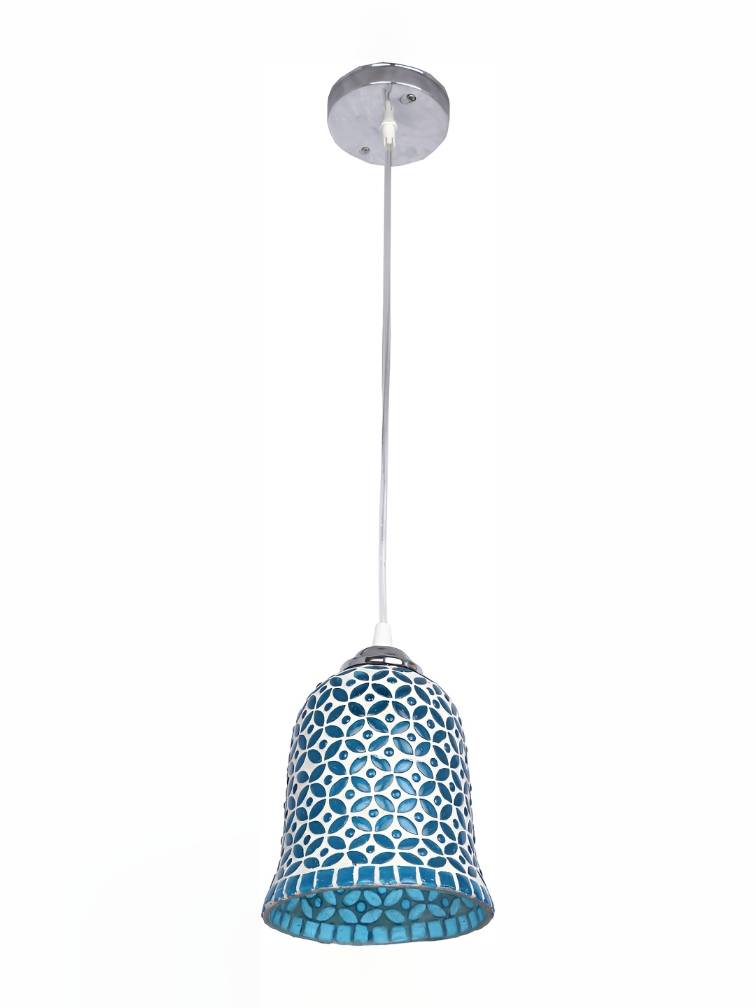 

1ST TIME Blue & White Printed Glass Bell Shaped Ceiling Lamp