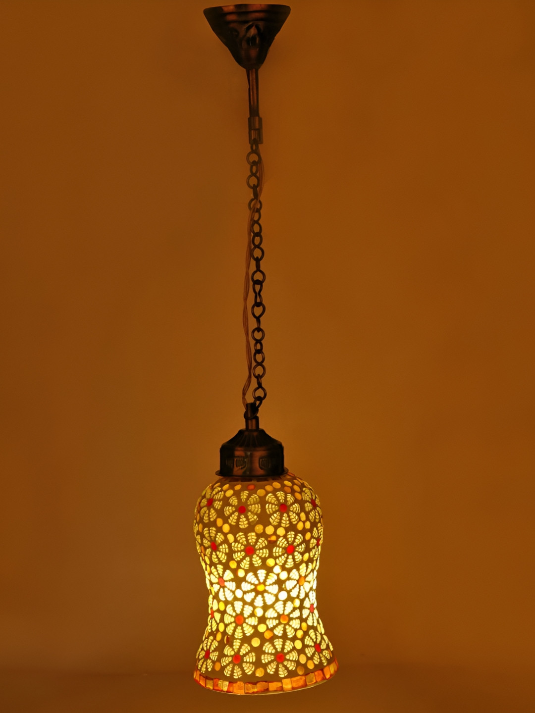 

1ST TIME White & Red Textured Glass Traditional Ceiling Lamp