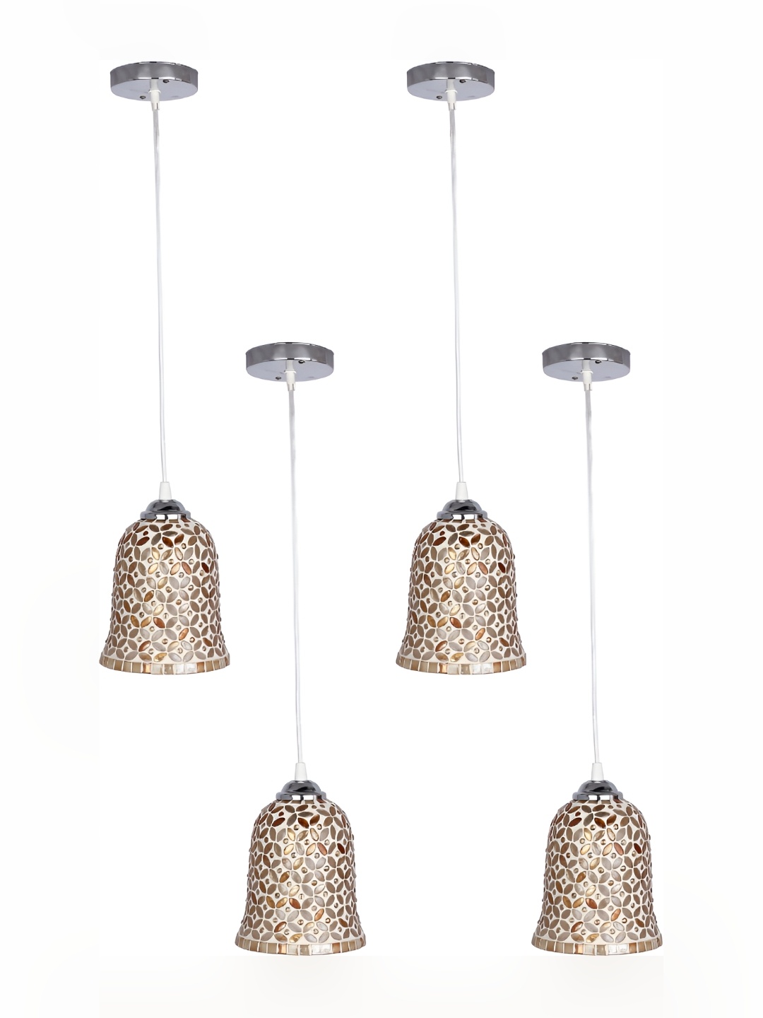 

1ST TIME Brown & Grey 4 Pieces Printed Glass Traditional Ceiling Lamp