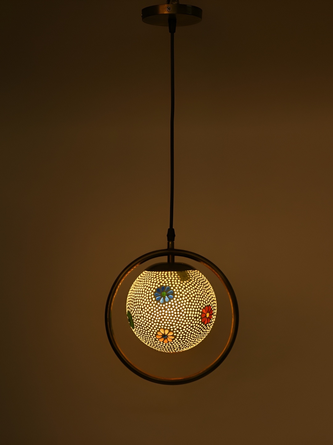 1ST TIME Yellow & Red Textured Glass Contemporary Ceiling Lamp