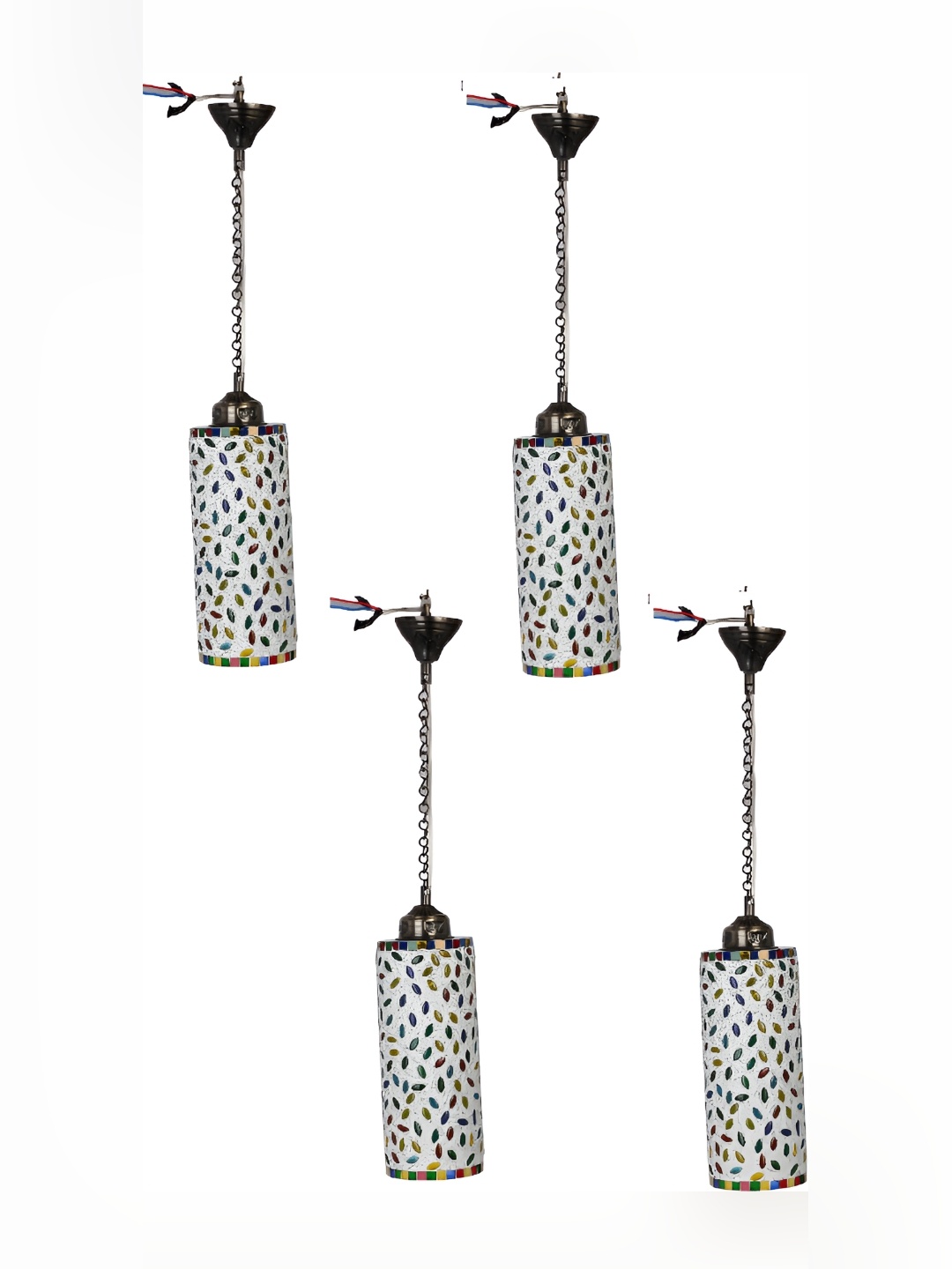 

1ST TIME White & Black 4 Pieces Printed Glass Traditional Ceiling Lamps