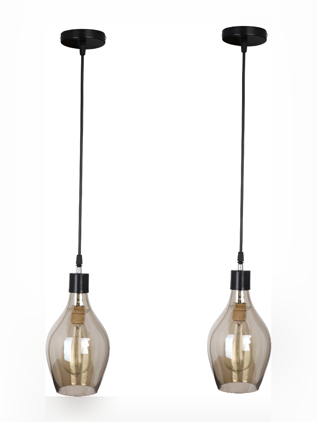 

1ST TIME Gold-Toned & Black 2 Pieces Glass Contemporary Ceiling Lamp