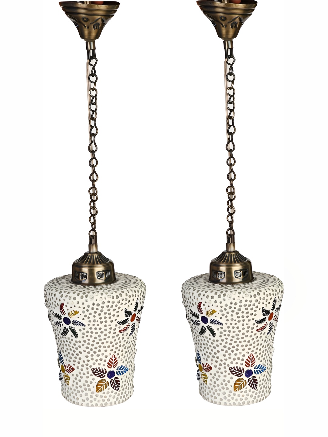 

1ST TIME White & Blue 2 Pieces Printed Glass Traditional Ceiling Lamp