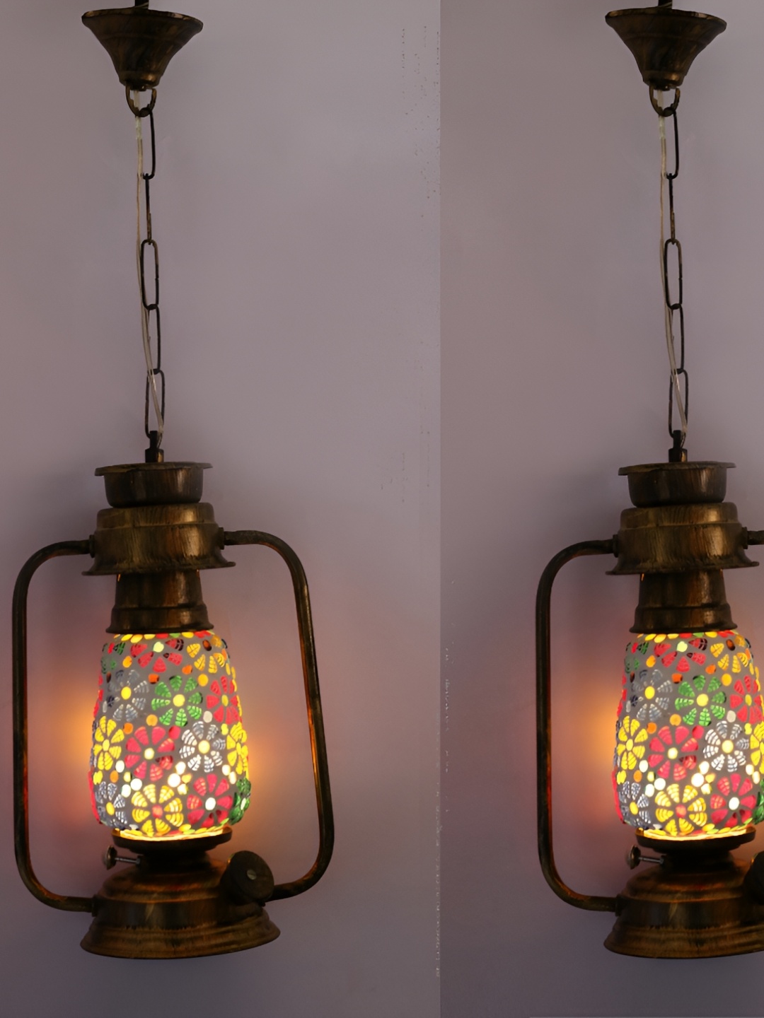 

1ST TIME White & Green 2 Pieces Textured Traditional Abstract Shaped Ceiling Lamps
