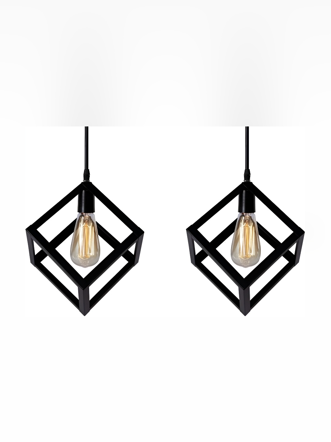 

1ST TIME Black & Transparent 2 Pieces Abstract Shaped Metal Ceiling Lamps