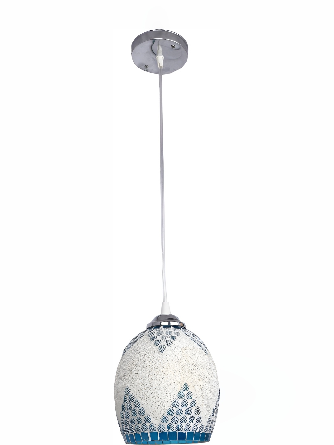 

1ST TIME White & Blue Textured Glass Bell Shaped Traditional Ceiling Lamp