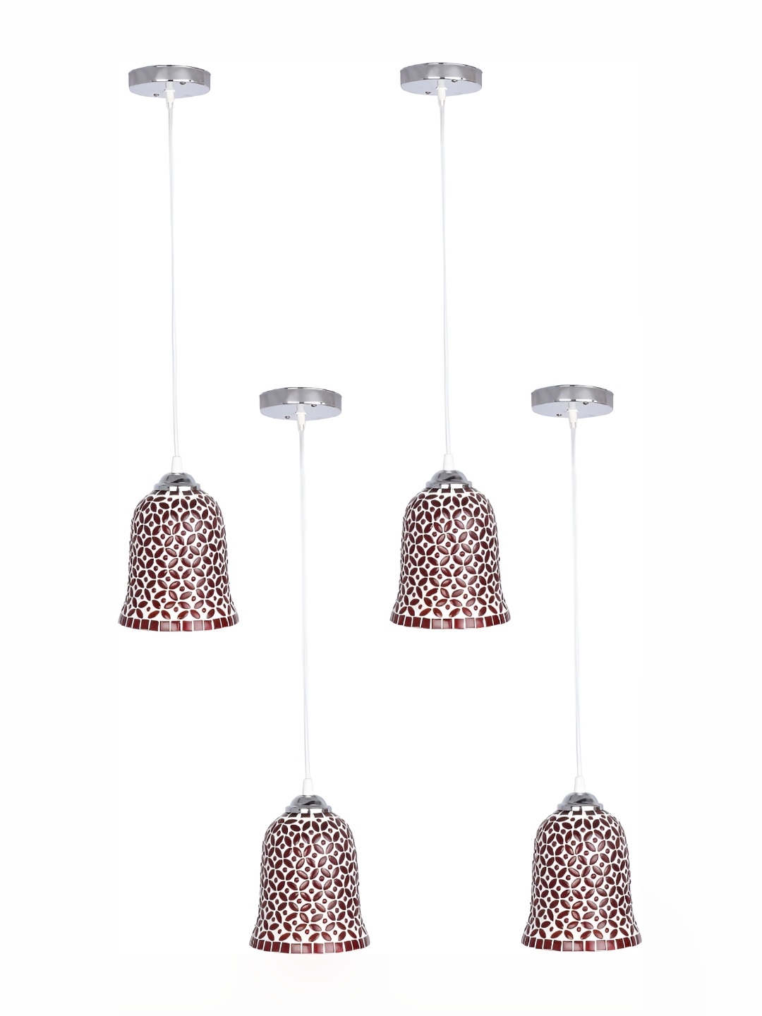 

1ST TIME White & Red Textured Glass Traditional Ceiling Lamp